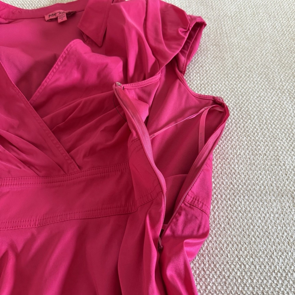 Betsey Johnson Womens Faux‎ Wrap Hot Pink Midi Dress Size 14 - Picture 8 of 13
